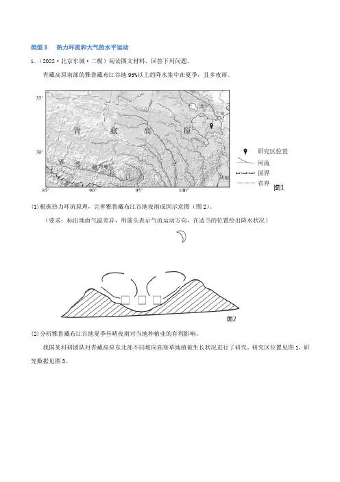 高考地理实践力之图形绘制或填涂类题型突破类型05 热力环流和大气的水平运动(解析版)