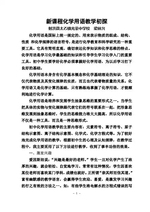 新课程化学用语教学初探
