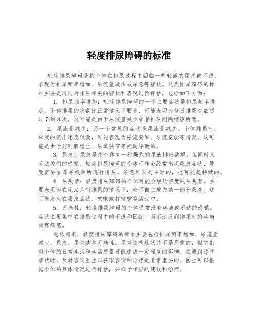 轻度排尿障碍的标准