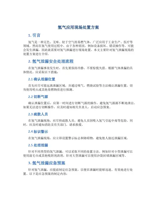 氢气应用现场处置方案