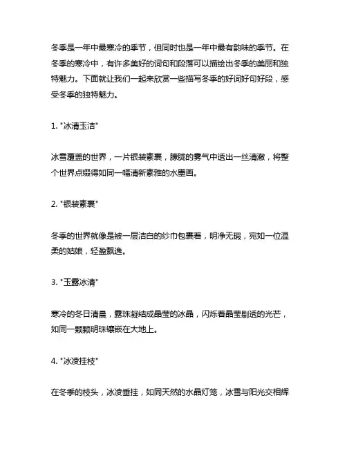 描写冬的好词好句好段摘抄大全