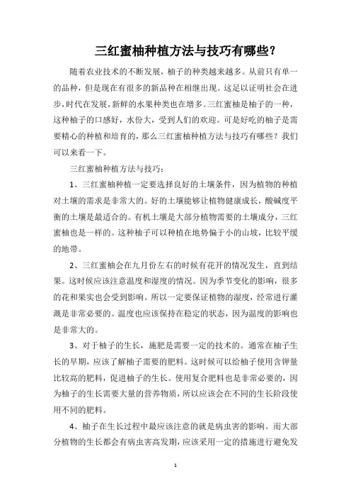 三红蜜柚种植方法与技巧有哪些？