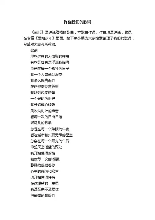 许巍我们的歌词