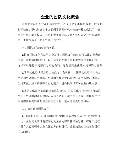 企业的团队文化概念
