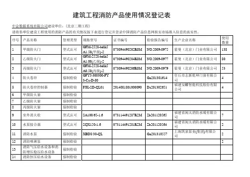 消防产品使用登记表汇总 - 副本