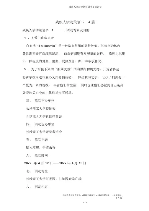 残疾人活动规划策划书4篇范文