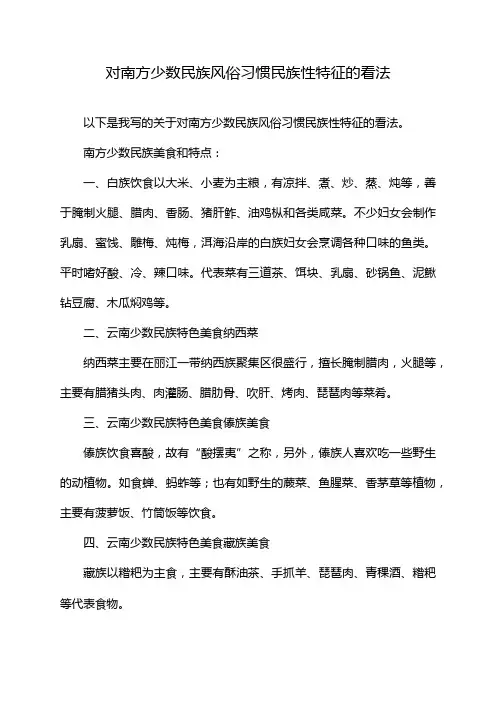 对南方少数民族风俗习惯民族性特征的看法