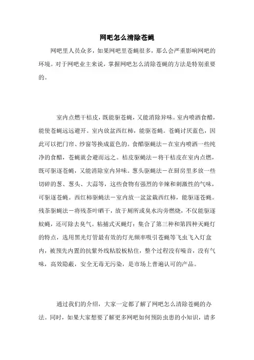 网吧怎么清除苍蝇