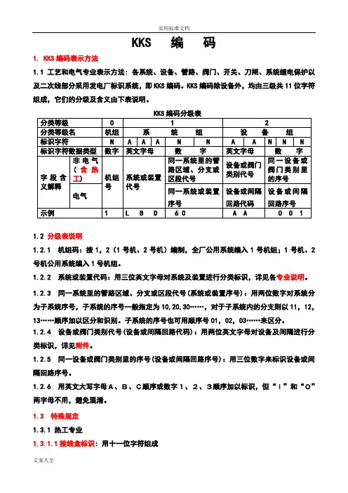 火力发电厂kks编码规则