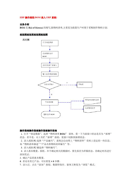 ERP操作规范(BOM录入ERP系统)
