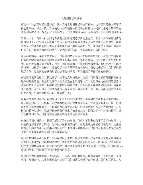 大野圆圈活动感想