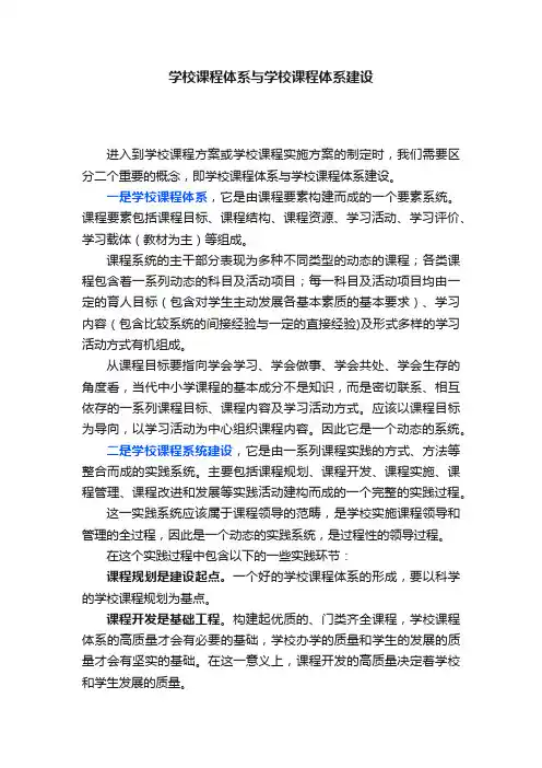 学校课程体系与学校课程体系建设