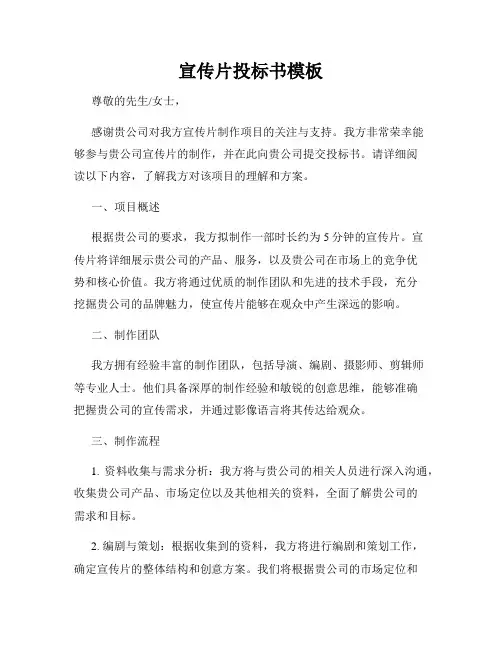 宣传片投标书模板