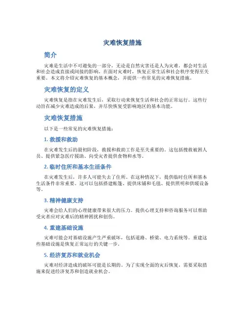 灾难恢复措施