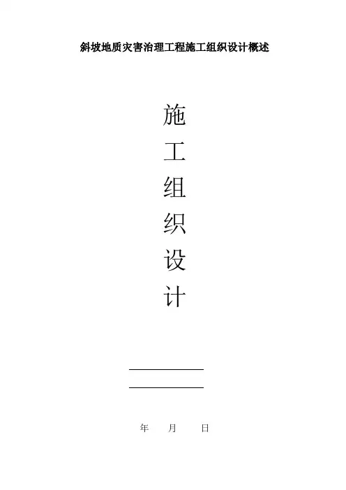 斜坡地质灾害治理工程施工组织设计概述