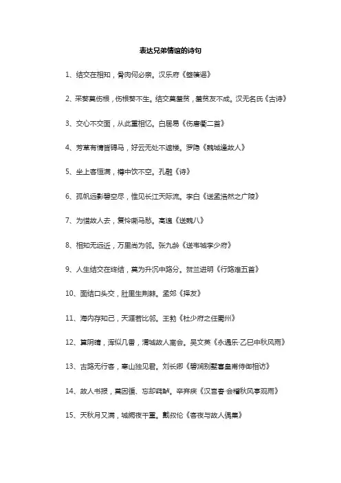 兄弟情谊的古诗词