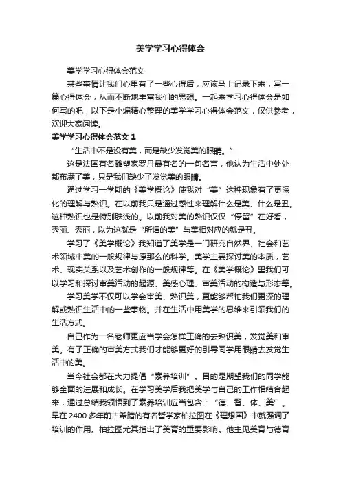 美学学习心得体会范文