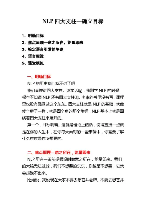 王青松NLP四大支柱确立目标