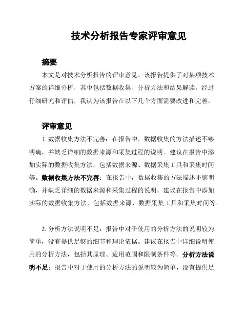技术分析报告专家评审意见