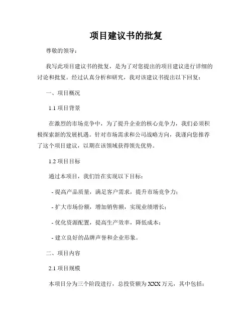 项目建议书的批复
