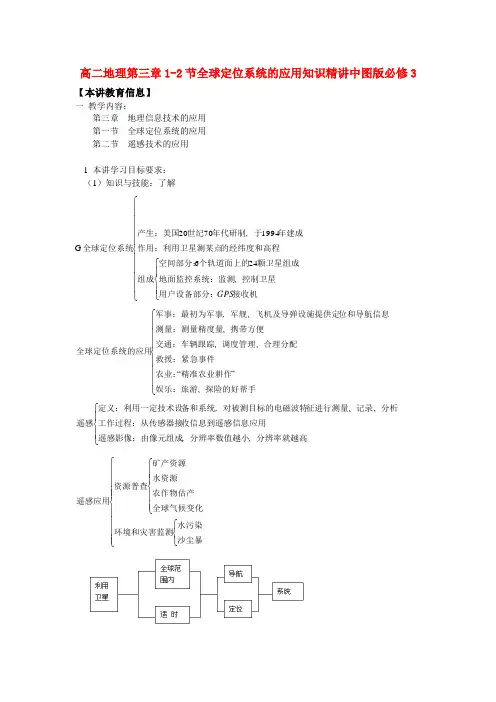 高中地理 第三章1-2节全球定位系统的应用知识精讲 中图版必修3