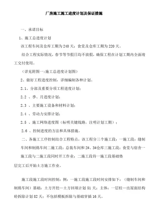 厂房施工施工进度计划及保证措施