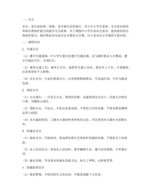 安全教育公开课中小学生