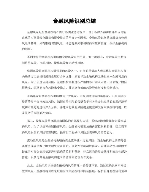 金融风险识别总结