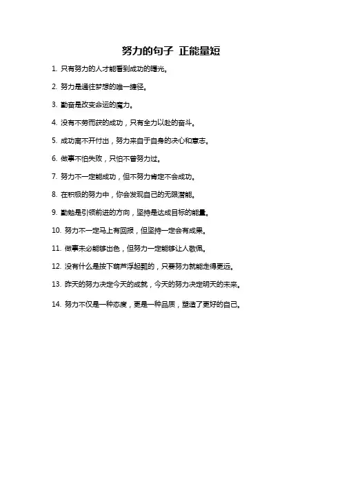 努力的句子 正能量短