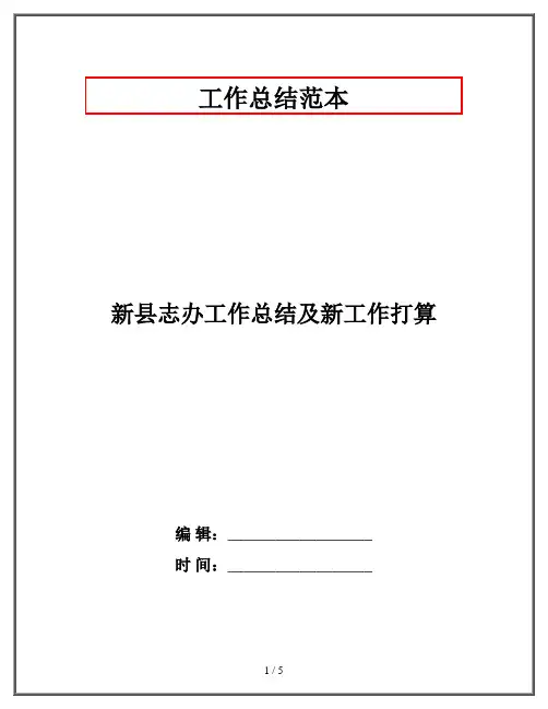 新县志办工作总结及新工作打算