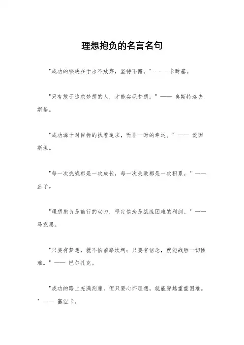 理想抱负的名言名句
