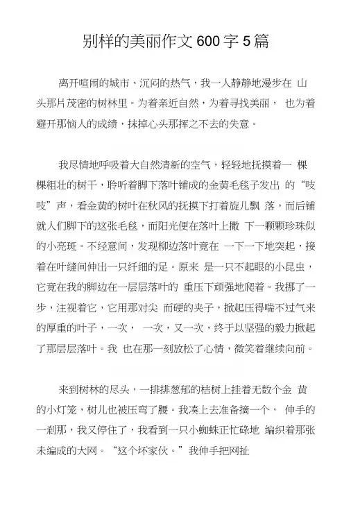 别样的美丽作文600字5篇