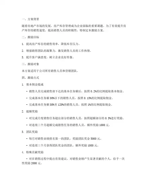 房产库存销售激励方案