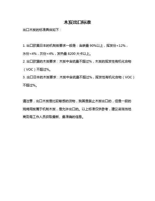 木炭出口标准