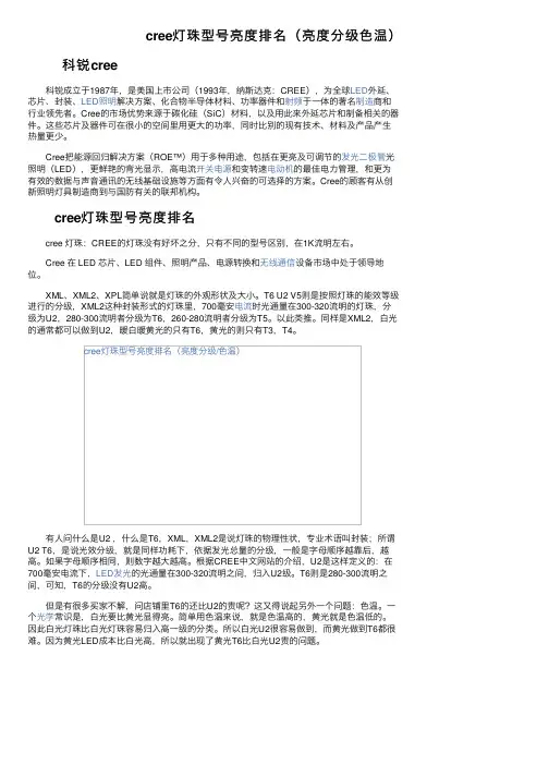 cree灯珠型号亮度排名（亮度分级色温）