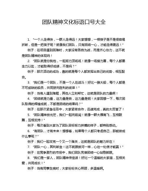 团队精神文化标语口号大全