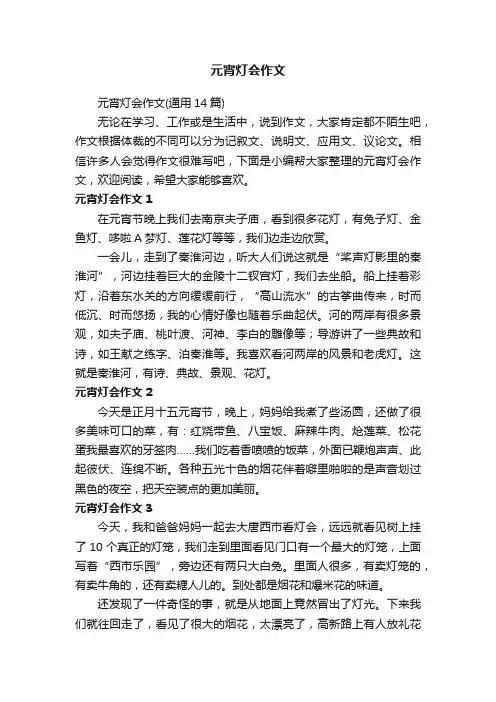 元宵灯会作文（通用14篇）