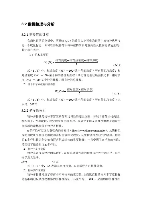 多样性 重要值算法