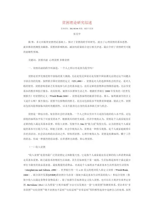 贫困理论研究综述