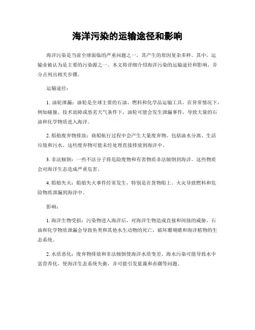 海洋污染的运输途径和影响