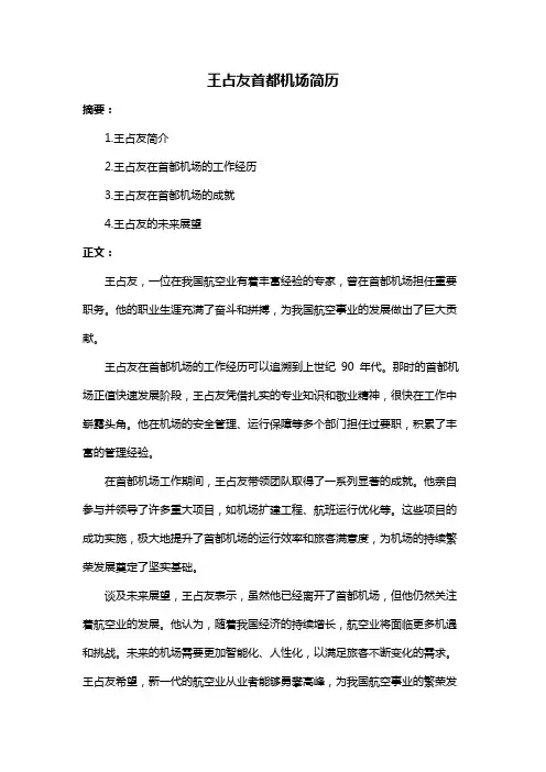王占友首都机场简历