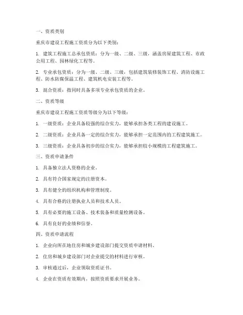 重庆建设工程施工资质