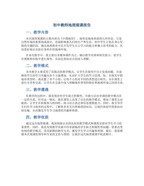 初中教师地理观课报告