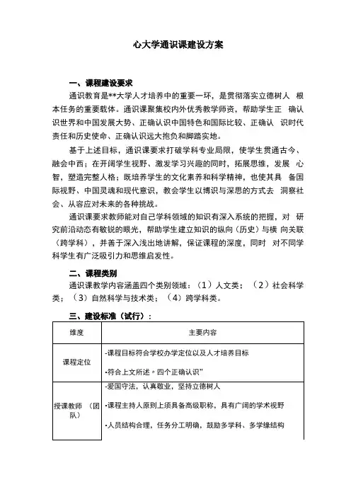 南京大学通识课建设方案