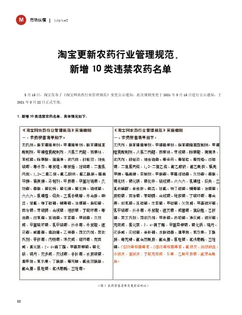 淘宝更新农药行业管理规范,新增10类违禁农药名单