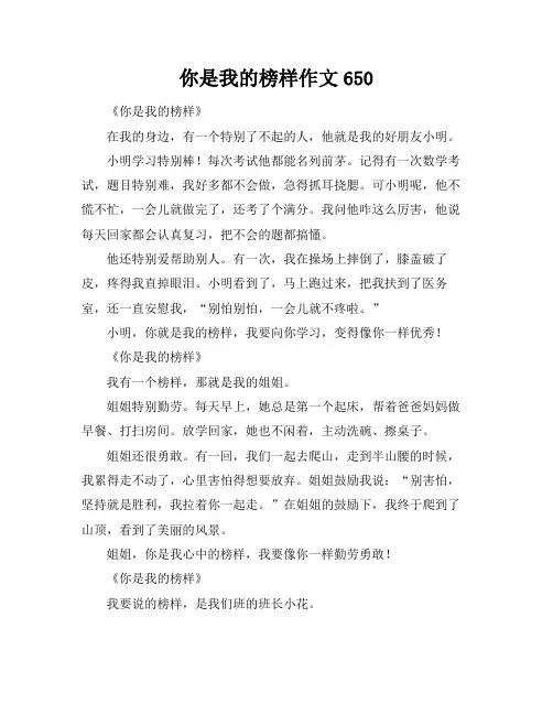 你是我的榜样作文650