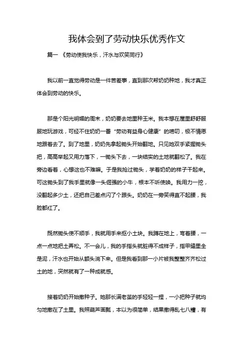 我体会到了劳动快乐优秀作文
