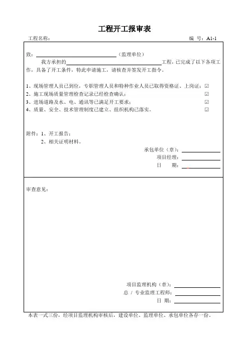 工程开工、竣工报告