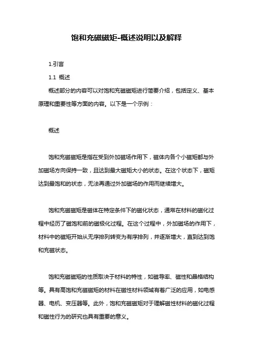 饱和充磁磁矩-概述说明以及解释