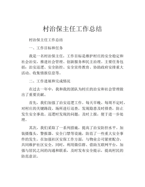 村治保主任工作总结